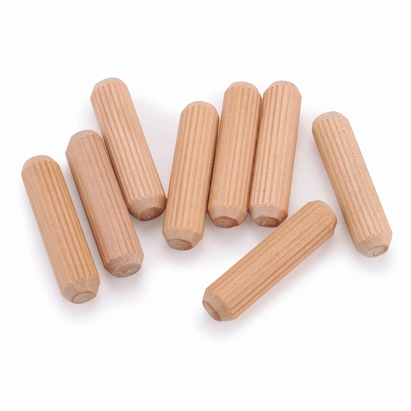 Fluted Wooden Dowel Pins - Diameter:3/8" - Length:1-1/2" - Pieces:30-Piece